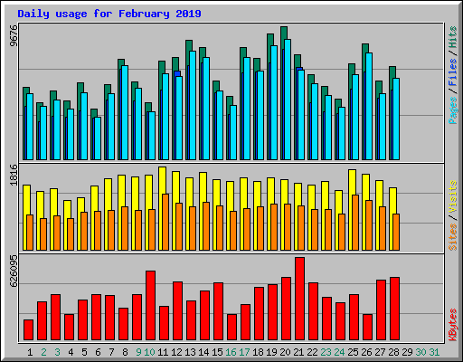 Daily usage for February 2019