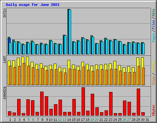 Daily usage for June 2021