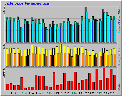 Daily usage for August 2023