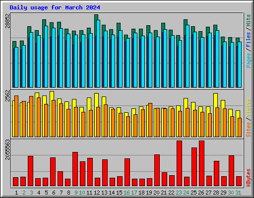 Daily usage for March 2024