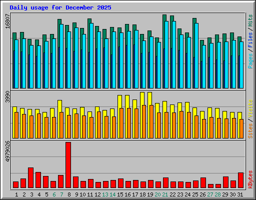 Daily usage for December 2025